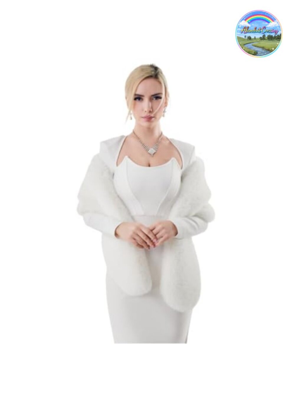 Faux Fur Wrap Cross Shawl Evening Party Cape Winter Formal